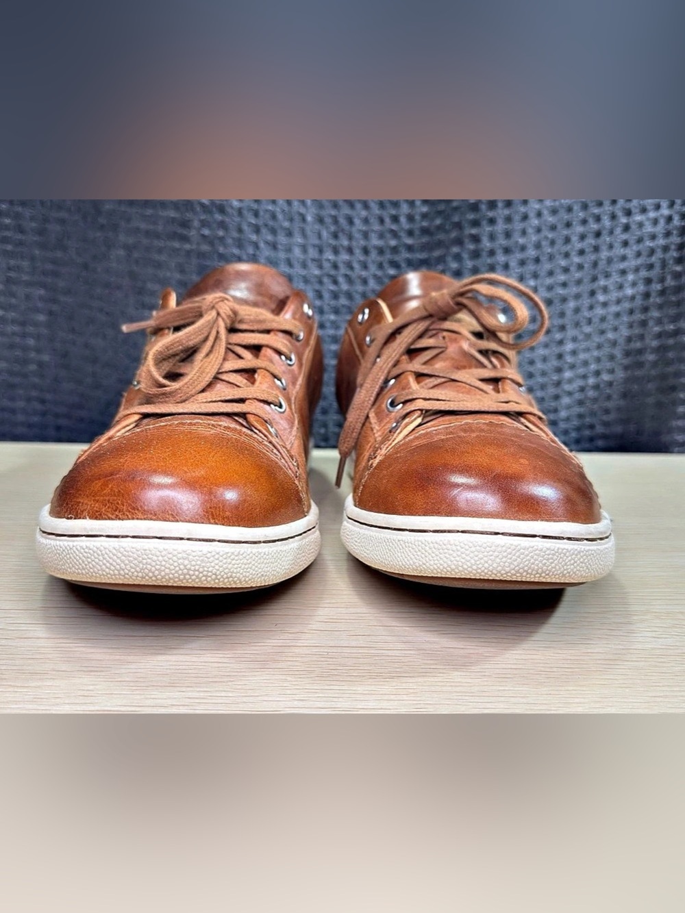 Born Allegheny Shoes Mens 9.5 M Brown Tan Leather Lace Up Casual Sneakers - Picture 6 of 11